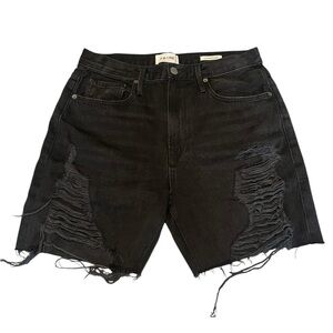 FRAME - Distressed high rise Bermuda, Black